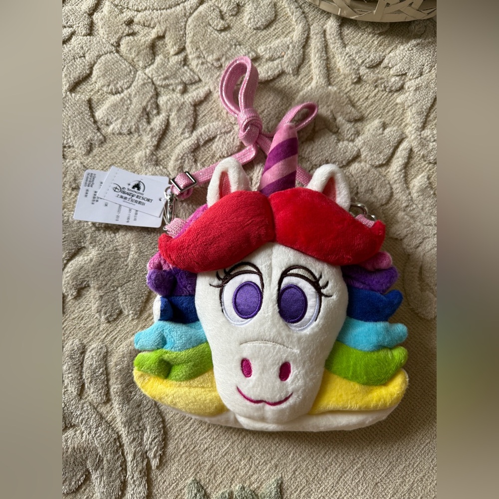 Disney Parks Inside Out Rainbow Unicorn Plush Purse  BNWT